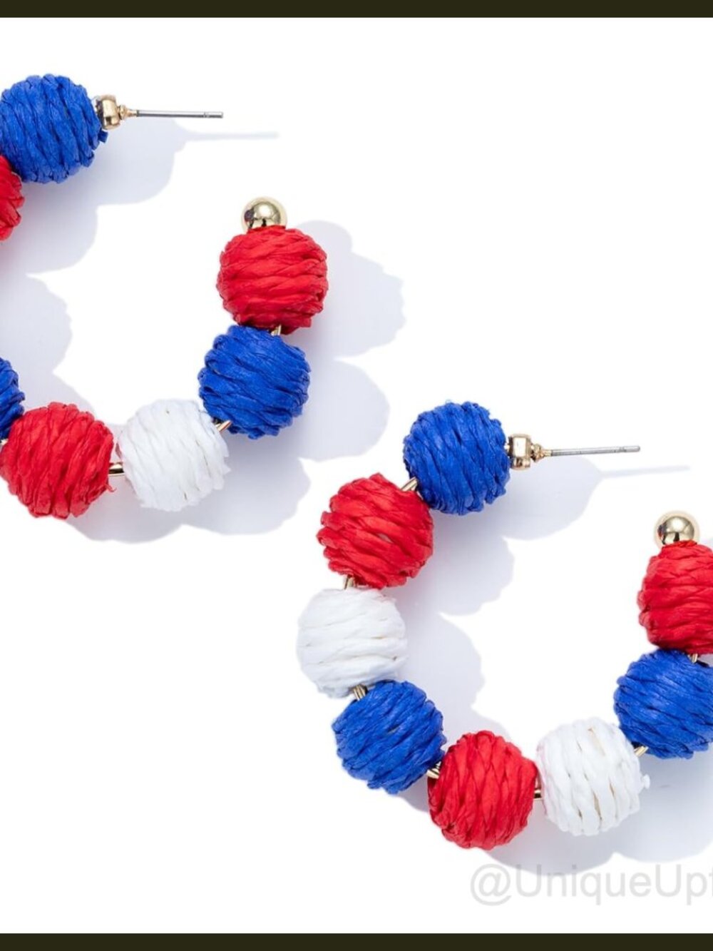 Raffia Beaded Hoop Earrings Boho Statement Chunky Summer Beach